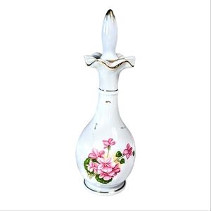 Nasco Japan Porcelain Perfume Bottle With Stopper Floral Spring Motif